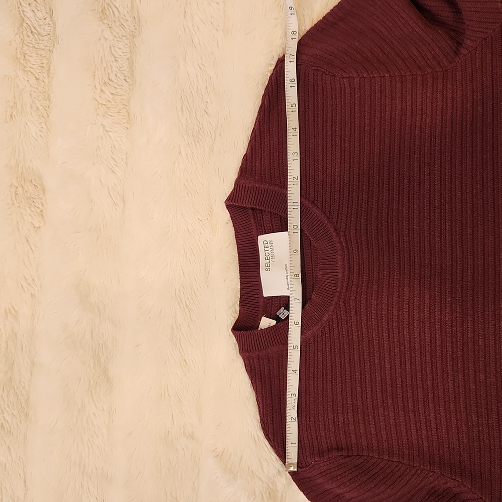 Selected Homme Men “Masei” Knit Crew Neck in Maroon Burgundy color size L - Picture 7 of 17